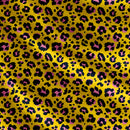 diseño animal print fondo amarillo con pintas negro y rosado